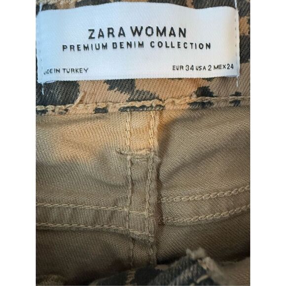 Zara Woman Premium Brown Leopard Print With Velvet Side Stripe Skinny Jeans Size - Picture 8 of 12